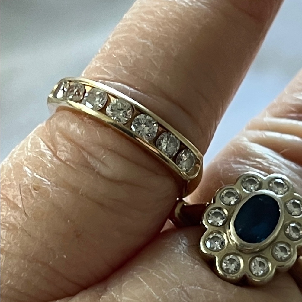 Elegant  14k diamond yellow gold half eternity Ring